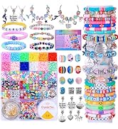AIPRIDY 3600 Pcs Girls Toys Bracelet Making Kit, Unicorn/Mermaid Jewelry Activity, Flat College S...