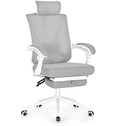 Misolant Ergonomic Office Chair with Footrest, Ergonomic Desk Chair with Adjustable 2D Lumbar Sup...