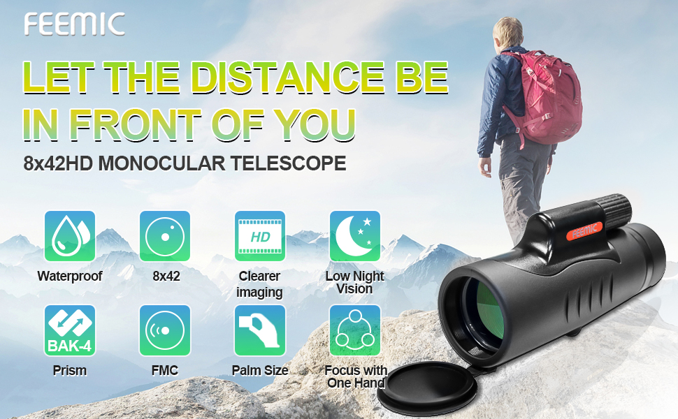 Monocular Telescope High Power 8x42 Monoculars Scope Compact Portable Waterproof