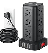 AnnTane Surge Protector Power Strip 6.5 FT Cord, Power Strip Tower with 4 USB Ports (1USB C), Ext...