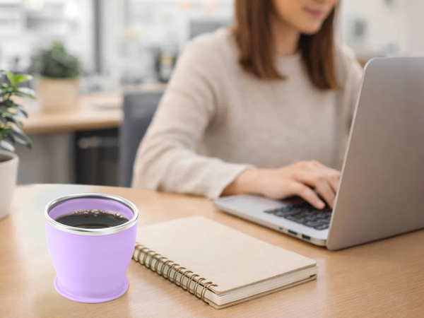 Used as a coffee cup in the office