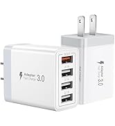 [2 Pack] USB Charger, QC 3.0 4 Port USB Wall Charger Block, Fast USB Wall Plug Compatible with iP...
