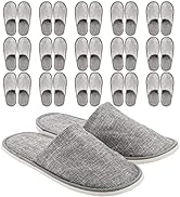 Frcctre 15 Pairs Disposable Slippers, Non-Slip Closed Toe Linen Disposable Spa Slippers Portable ...