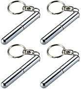 4Pcs Silver Retractable mini pen made of stainless steel Metal Tool Pen Retractable pocket keycha...