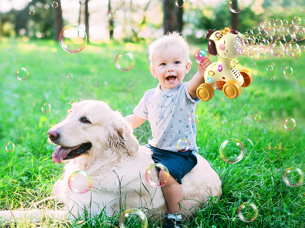 bubble machine dog