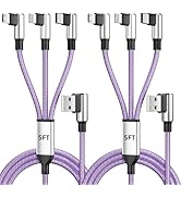 Gamer-Friendly &amp; Travel Essentials 90 Degree Multi Charging Cable [2Pack 5FT], Right Angle 3 in 1...