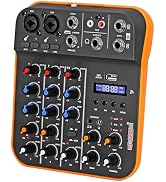 5 Core Audio Mixer 4 Channel DJ Mixing Board Small Bluetooth USB Analog Mezclador De Audio w Phan...