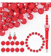 Clay Rhinestone Beads for Crafting, 10MM Red Round Shamballa Disco Ball Beads for Pens Making, Sp...