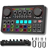 HOSONGIN P300 Live Sound Card, Streaming Audio Mixer, RGB Audio Interface, Voice Changer, 48V Pha...