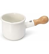 0.6qt Mini Enamel Milk Pot [ Designed in Japan ] 18.6 fl oz Butter Melter Milk Boiler Mini Saucep...