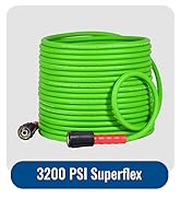 YAMATIC Flexible Pressure Washer Hose 50FT, 3200 PSI 1/4'' Power Washer Hose Replacement for Gas&amp;...