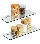 SAYAYO Floating Glass Shelves for Bathroom, 2/7 Inch Thicken Tempered Glass Shelf for Wall, 15 x ...