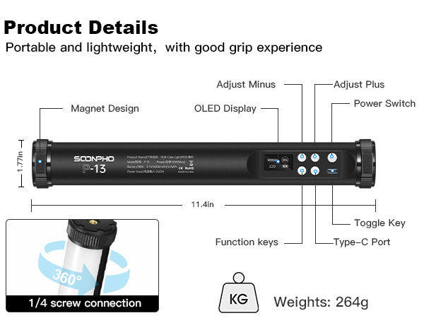 protable rgb led video light 
