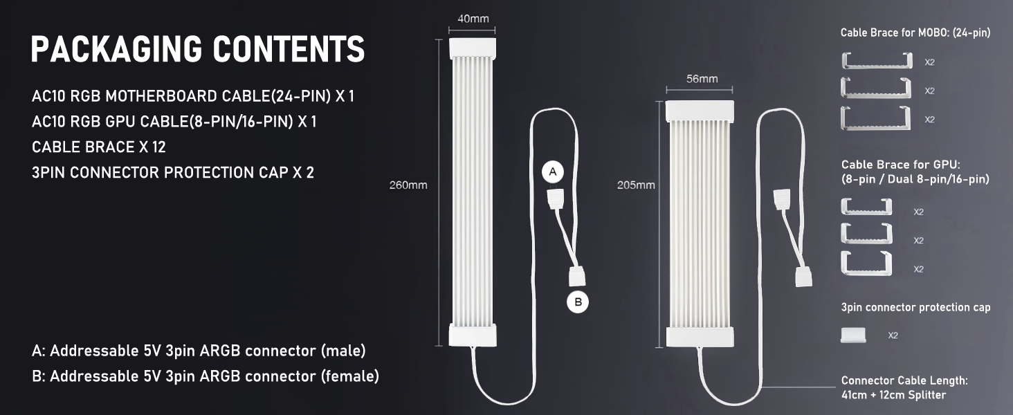 RGB PSU Extension Cable Cover Kit