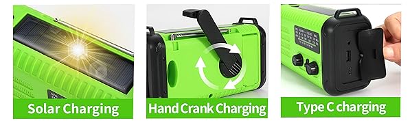 3 Modes Charging Methods Solar Radios and Crank Emergency Radios
