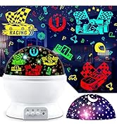 MOKOQI Race Car Night Light Projector Birthday Gifts Toys for Boys Age 3-5 Kids Car Nightlights 3...