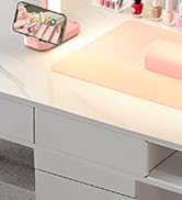 Yokilly 48W Half Moon Light: 34" Shadow-Free Half Moon Light for Desk Salon - Foldable LED Desk L...