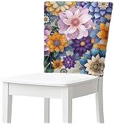 Doojoayie 2Pcs Flower Dining Chair Covers Adjustable Stretch Chair Back Cover Vintage Home Decora...