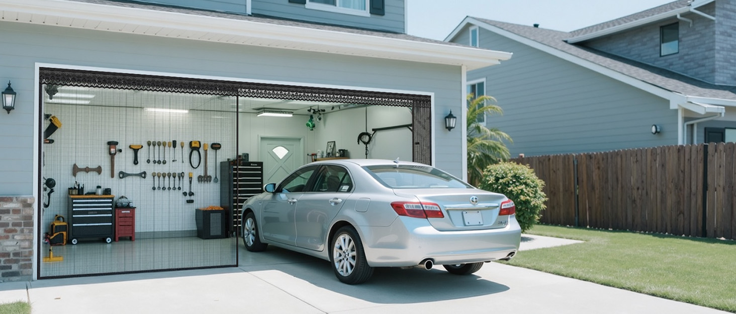 Garage Door Screen with Sliding Track