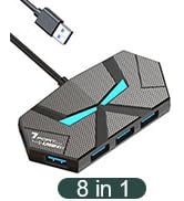 USB 3.0 Hub, 7 Ports USB A Splitter,3.9ft Long Cable USB Adapter Multiport Extender with Power Po...