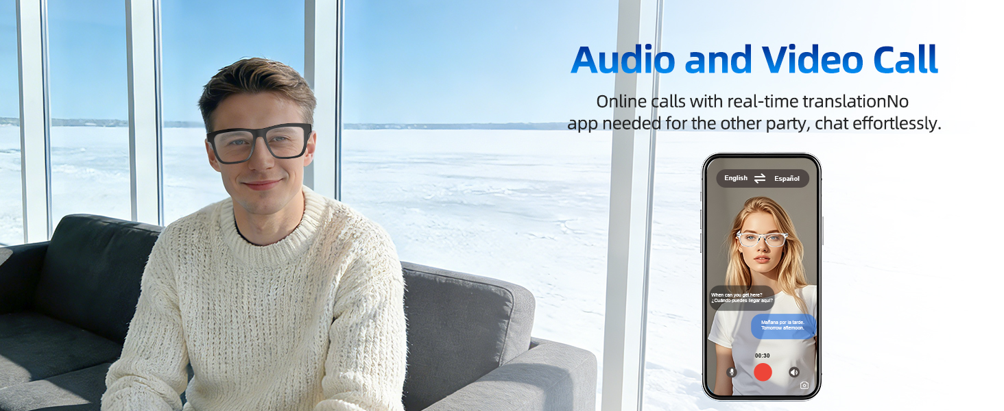 Ai Smart Translation Glasses for Men and Women with Chat GPT Bluetooth Glasses Music Playback