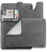 Clara Clark Bathroom Rugs, Velvet Memory Foam Bath Mat - Non-Slip Bath Rugs, Machine Wash, Dries ...