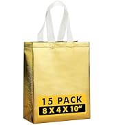 RACETOP Medium Gold Gift Bags with Handles – Set of 15 Reusable 100g Gold Party Favor Bags - Idea...