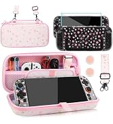 PAWDIARY Pink Sakura Carrying Case Compatible with Nintendo Switch 2 2025, with Hardshell Switch ...