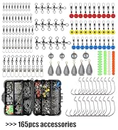 EXAURAFELIS Fishing Accessories Kit Including Head Jigs Hooks Leader Rigging Sinkers Weights Swi...