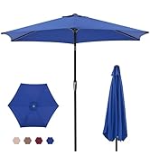 OLIXIS 7.5ft Patio Umbrella with Tilt and Crank Button &amp; 8 Sturdy Ribs Waterproof, Patio Table Um...