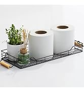 VITVITI Metal Toilet Paper Basket Storage, Bathroom Toilet Tank Tray with Bamboo Handle Counterto...