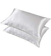 LCBD Standard Size Satin Pillowcase for Hair and Skin, Ivory Silk Satin Pillowcases Set of 2, Sat...
