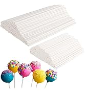 400 PCS Cake Pop Sticks Kit, 200 Each of 6 Inch &amp; 4 Inch White Lollipop Sticks, Paper Cake Pop St...