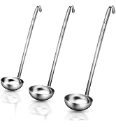 meekoo 3 Pieces Stainless Steel Ladle Soup Handle Ladle with Pouring Rim for Kitchen Cooking Soup...