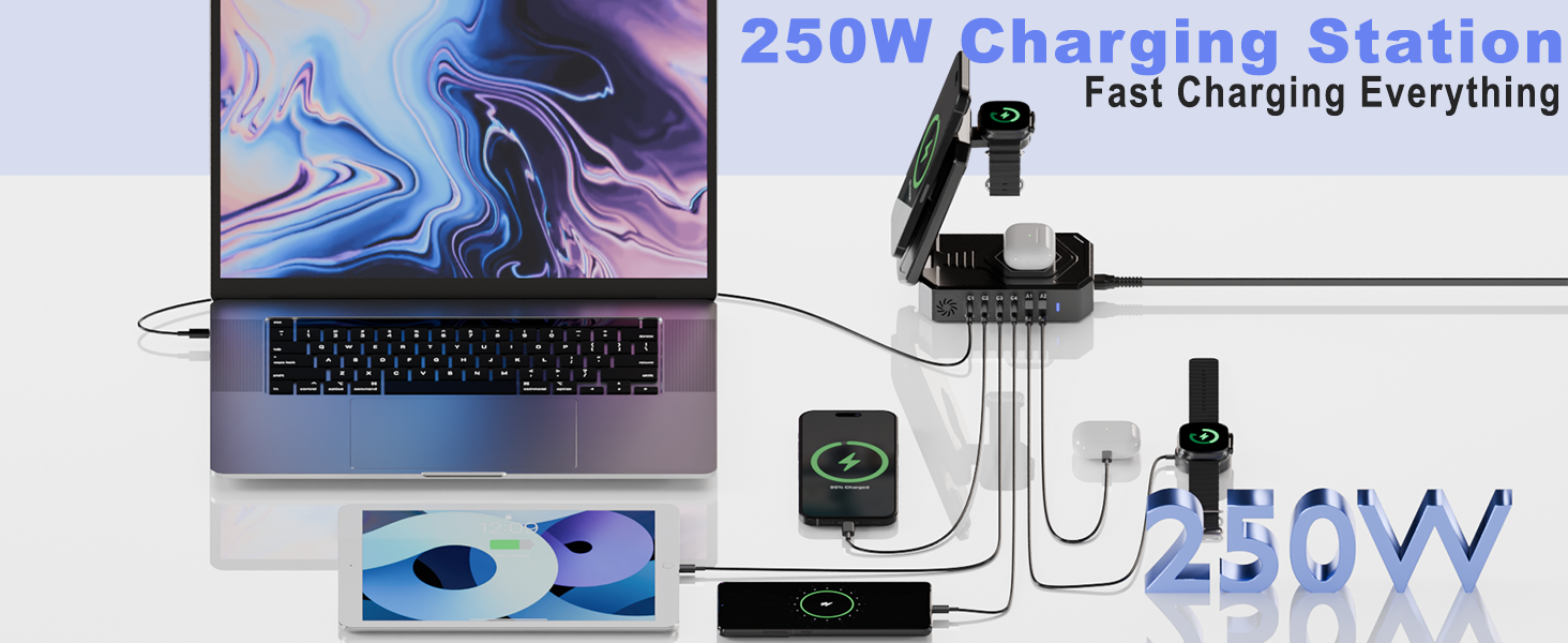 250W USB C Charging Station for Multiple Devices