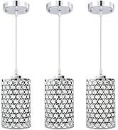 Ascher 3 Pack Crystal Ceiling Pendant Lighting,Crystal Lamp Shade, Adjustable Chrome Hanging Ligh...