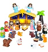 TECHTAIL Nativity Set with Lights, 25 PCS Kids Nativity Playset Small Nativity Sets &amp; Figures for...