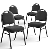 Stackable Banquet Dining Chairs 4 Pack, Upholstered Crown Back Event Chairs with Black Fabric Sea...