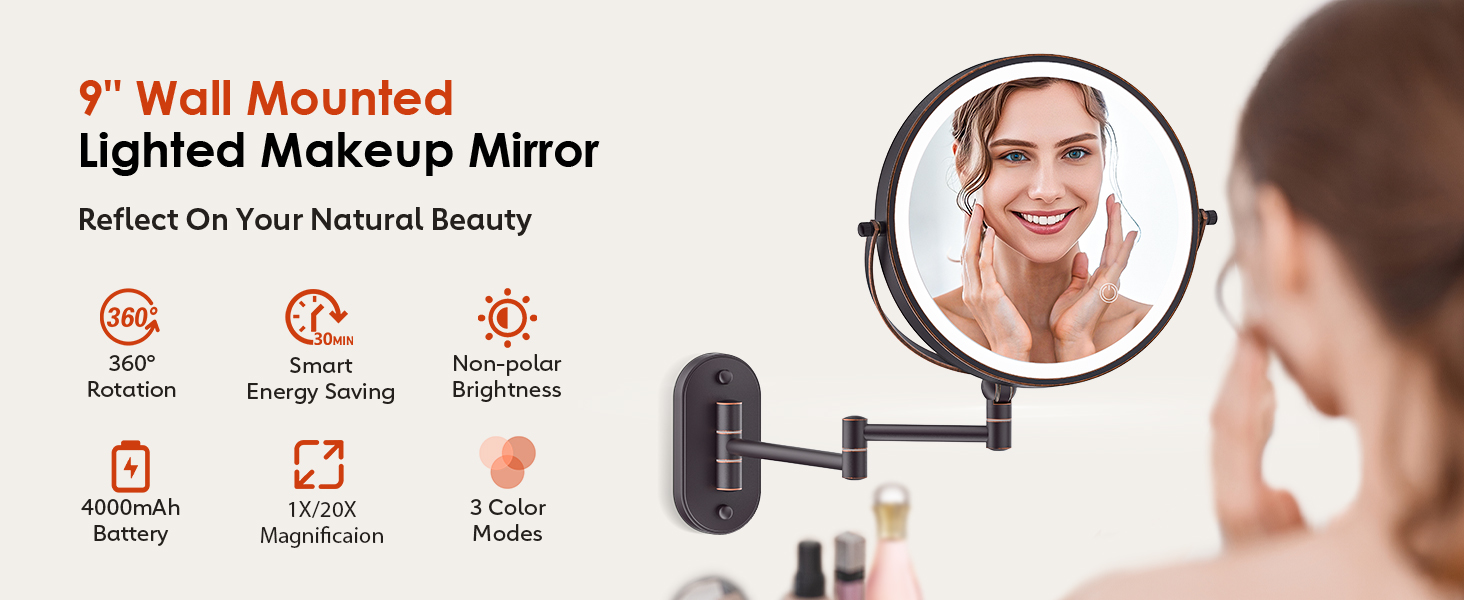 Wall Mounted Lighted Makeup Mirror