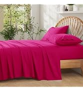Entisn Pure Cotton Sheets Queen Size Bed Set 4 Pieces, 16 Inch Deep Pocket 400 Thread Count Cotto...