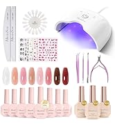 MelodySusie Gel Nail Polish Kit with UV Light P-ART06F- Popular Color Jelly Gel with Builder and ...