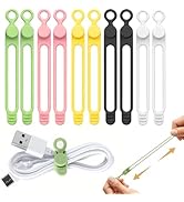 10 Pcs Silicone Cable Ties, Reusable Data Cable Organizer Wire Organizers for Office, Multipurpos...