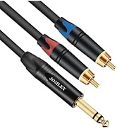 JOMLEY 1/4 inch TRS to Dual RCA Cable, 2 RCA Male to 1/4 Audio Jack Quarter inch TRS to RCA Audio...