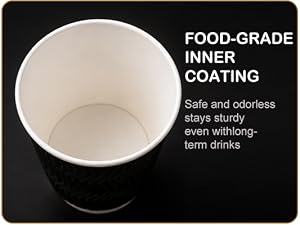 12 oz Disposable Paper Coffee Cups 100 Pack, Leak Proof Insulated Ripple Wall To-Go Cups