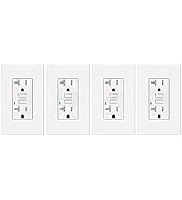 20 Amp GFCI Outlet 4 Pack,Greencycle Self Test GFI Electrical Outlet 20 Amp White,Hospital Grade ...