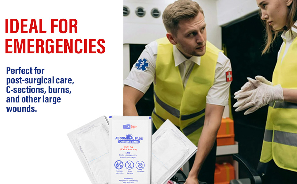 ABD Pads are ideal for emergencies, paramedics, post surgical care etc