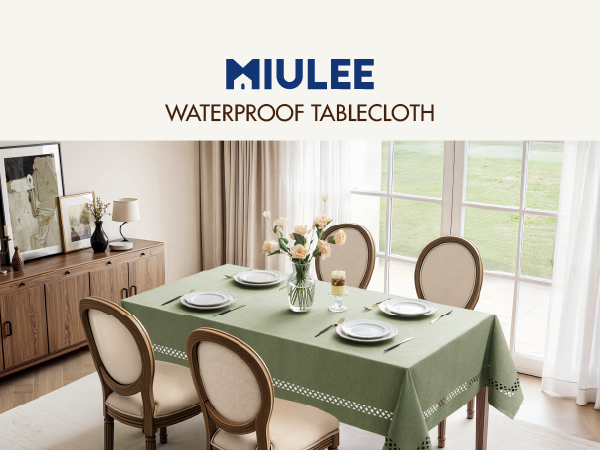 MIULEE Rectangle Linen Polyester Tablecloth