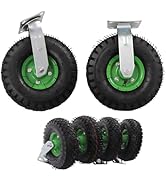 10" Pneumatic Caster Wheels Set of 4 – Heavy Duty Casters for Carts, 275 lbs Load Capacity, 2 Swi...
