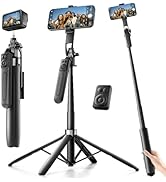 NICKLUC 71" Phone Tripod, Tripod for iPhone &amp; Extendable Selfie Stick with Remote, 1/4" Camera Mo...