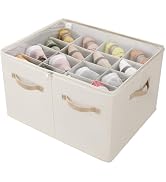 TOPIA HOME Shoe Organizer for Closet, Foldable Shoe Box with Adjustable Dividers and Clear Cover,...